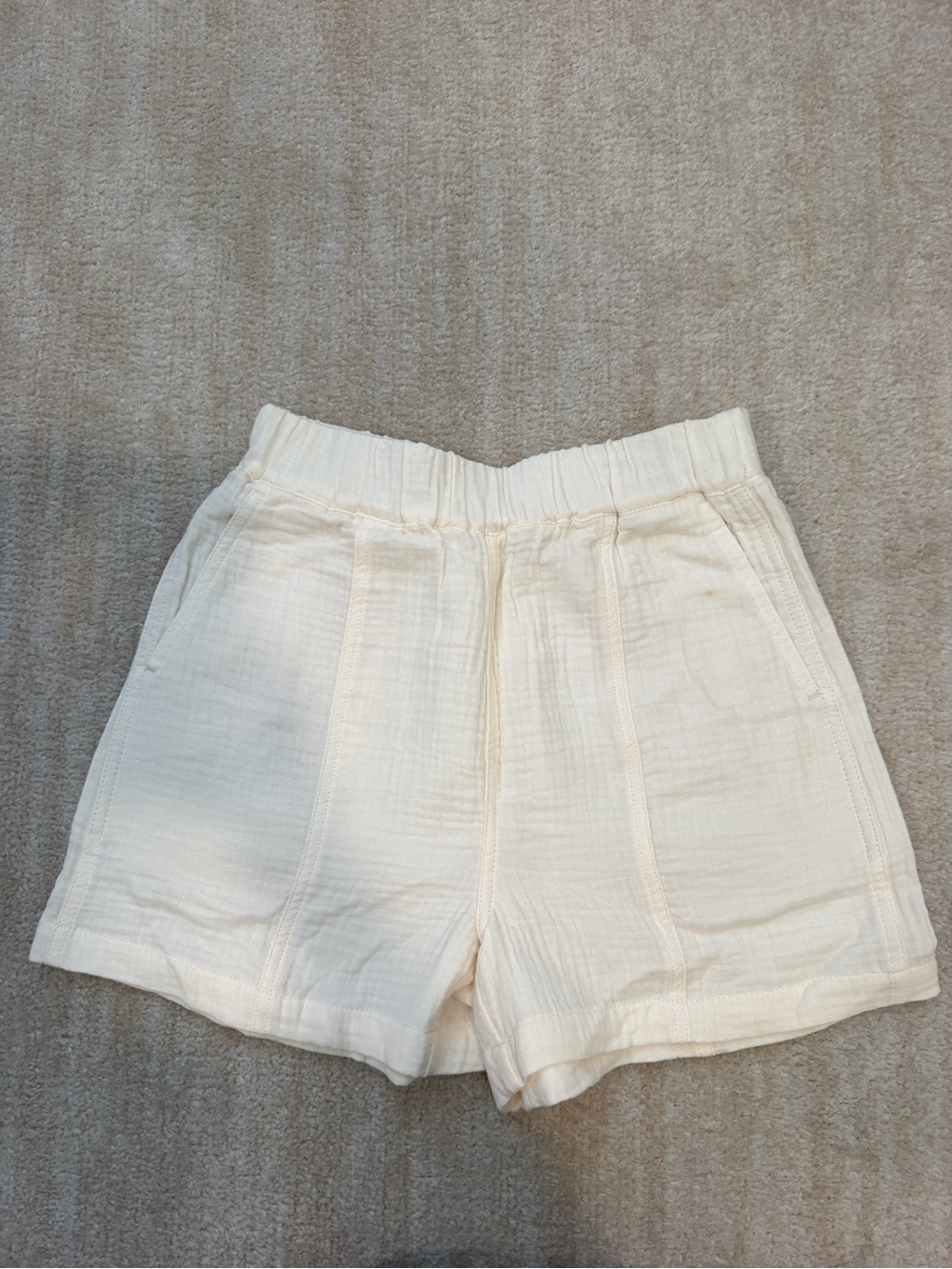 Madewell Cream High-Waist Pull-On Shorts